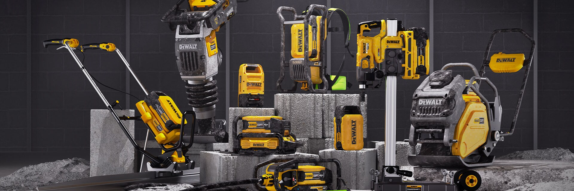 DEWALT tools on a concrete stage